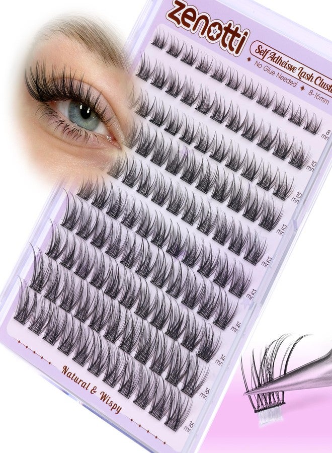 zenotti Self Adhesive Eyelash Clusters Natural Self Adhesive Lashes Cluster No Glue Eyelashes Press on Lashes Pre Glued Wispy Cluster Eyelash Extensions 8-16mm 120Pcs by zenotti - Image 1